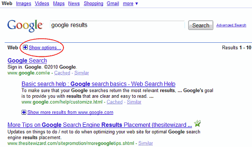 Old Google Search Results Interface